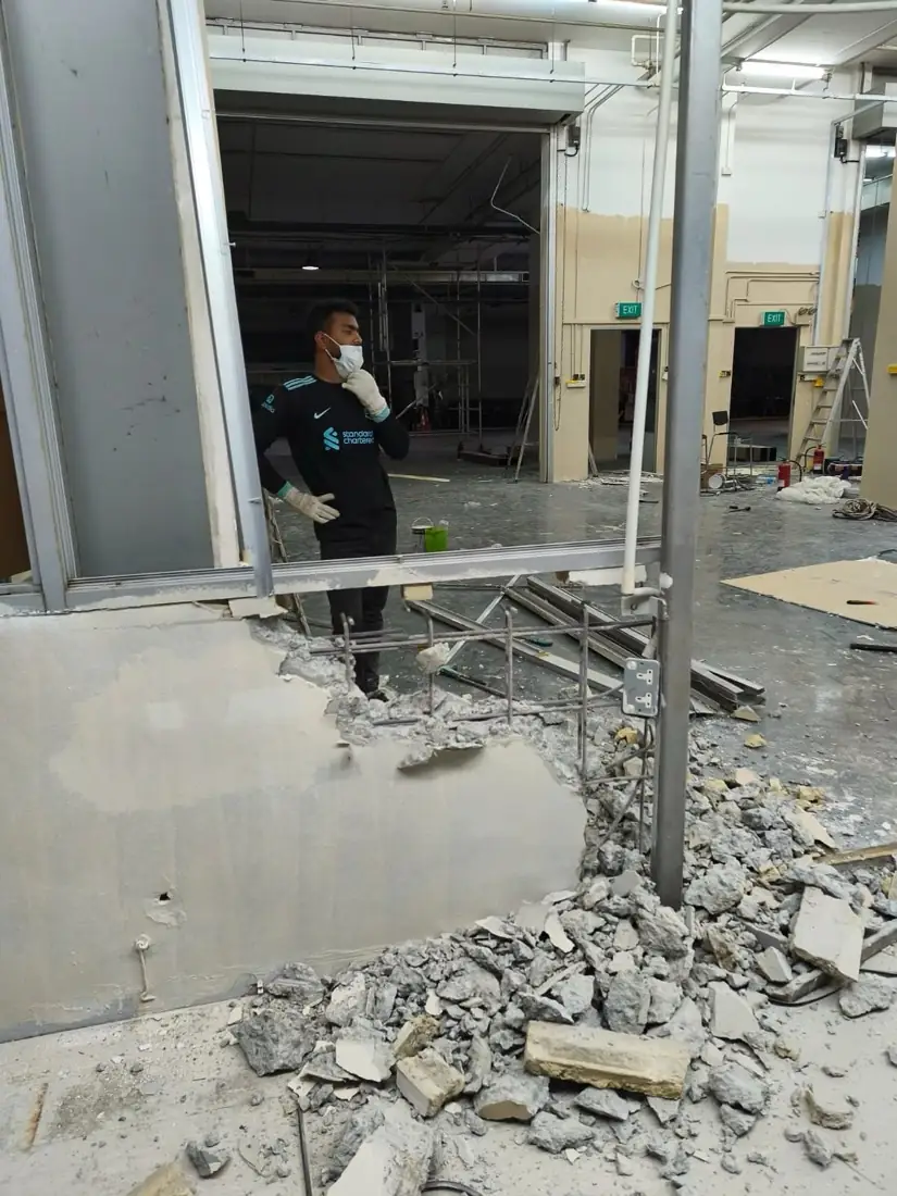 Hacking works in a ground-floor commercial unit