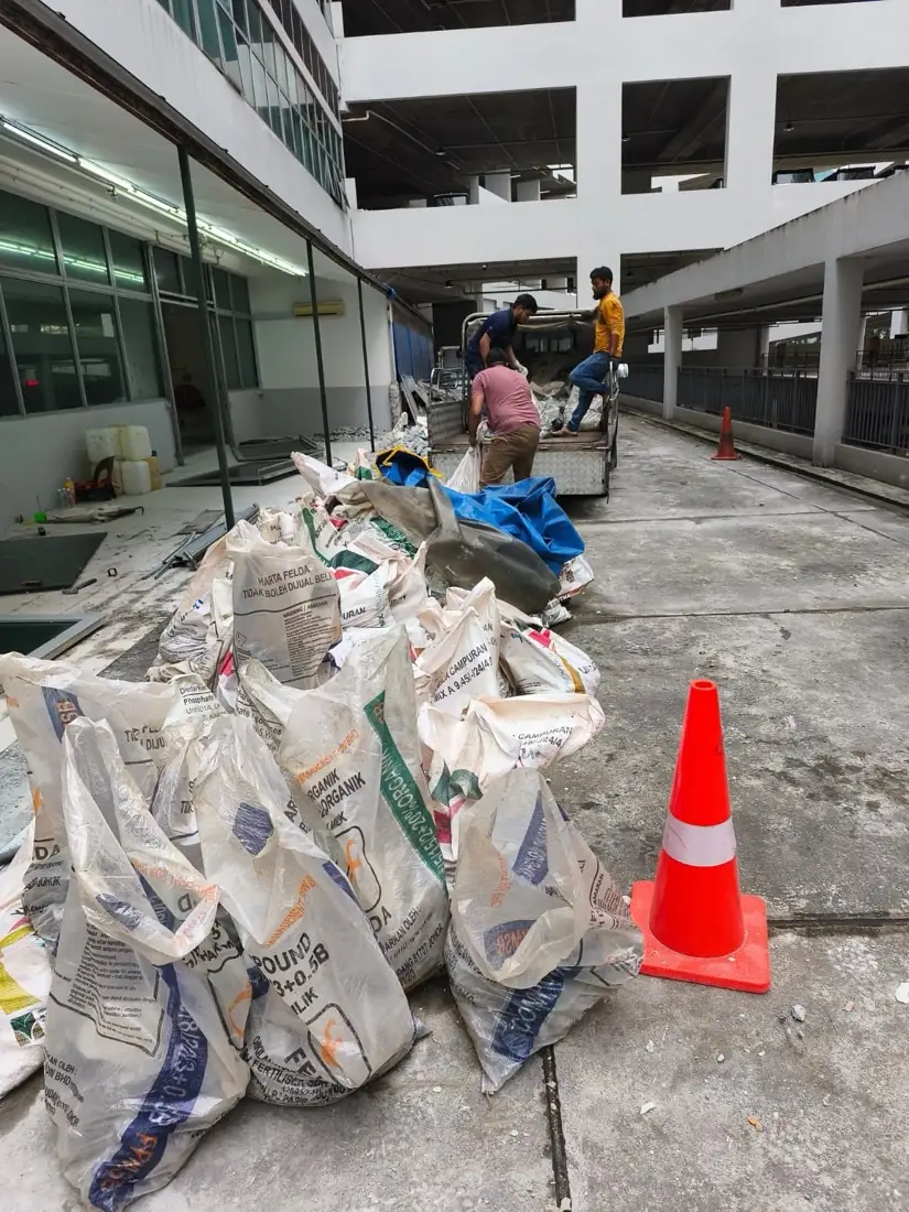 Debris bagged and ready for disposal